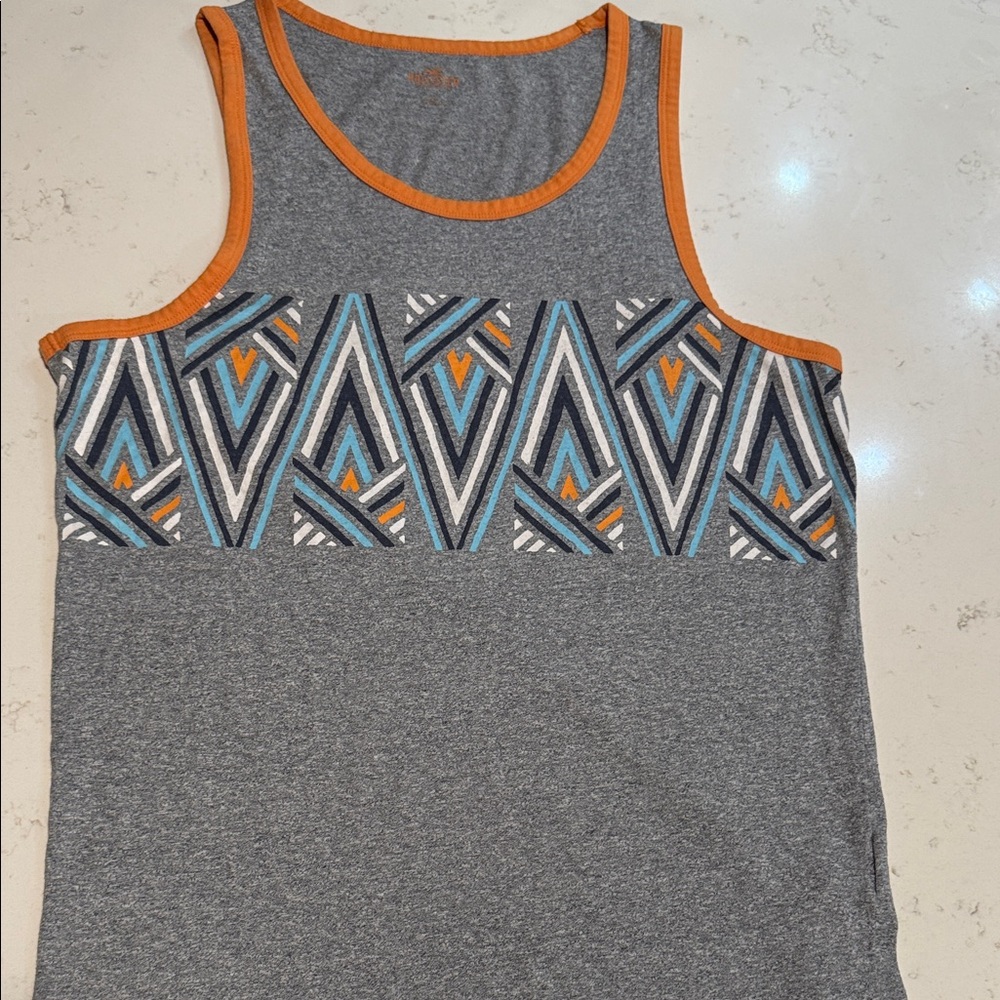 Hollister Geometric Pattern Gray Tank Top- 90s Inspired